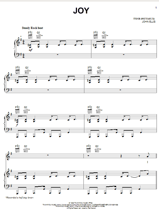 Download Tree63 Joy Sheet Music and learn how to play Piano, Vocal & Guitar (Right-Hand Melody) PDF digital score in minutes