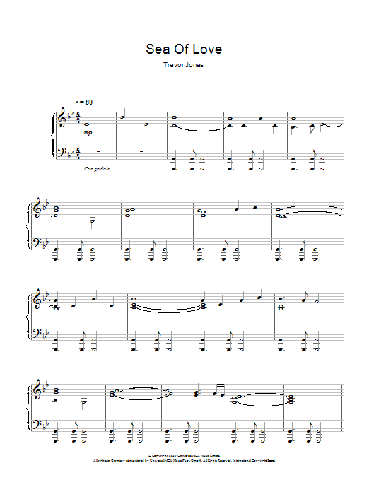 Download Trevor Jones Sea Of Love (Fear And Passion) Sheet Music and learn how to play Piano PDF digital score in minutes