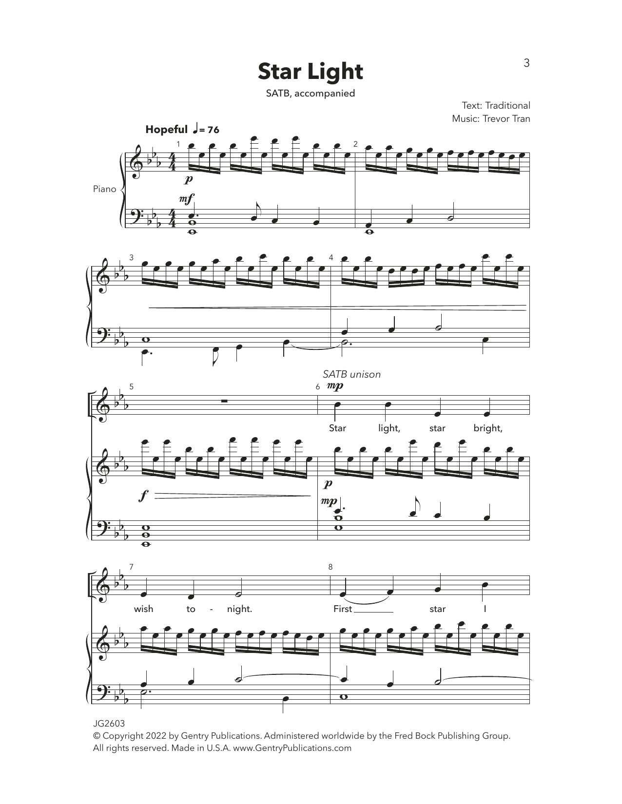 Download Trevor Tran Star Light Sheet Music and learn how to play SATB Choir PDF digital score in minutes
