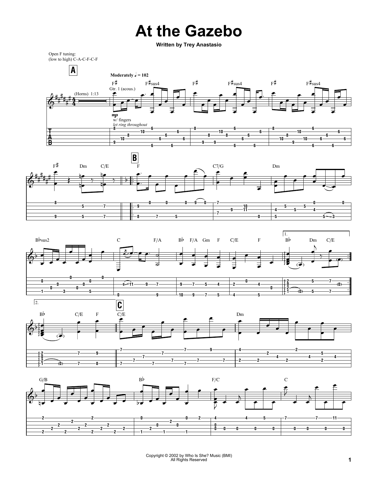 Download Trey Anastasio At The Gazebo Sheet Music and learn how to play Guitar Tab PDF digital score in minutes