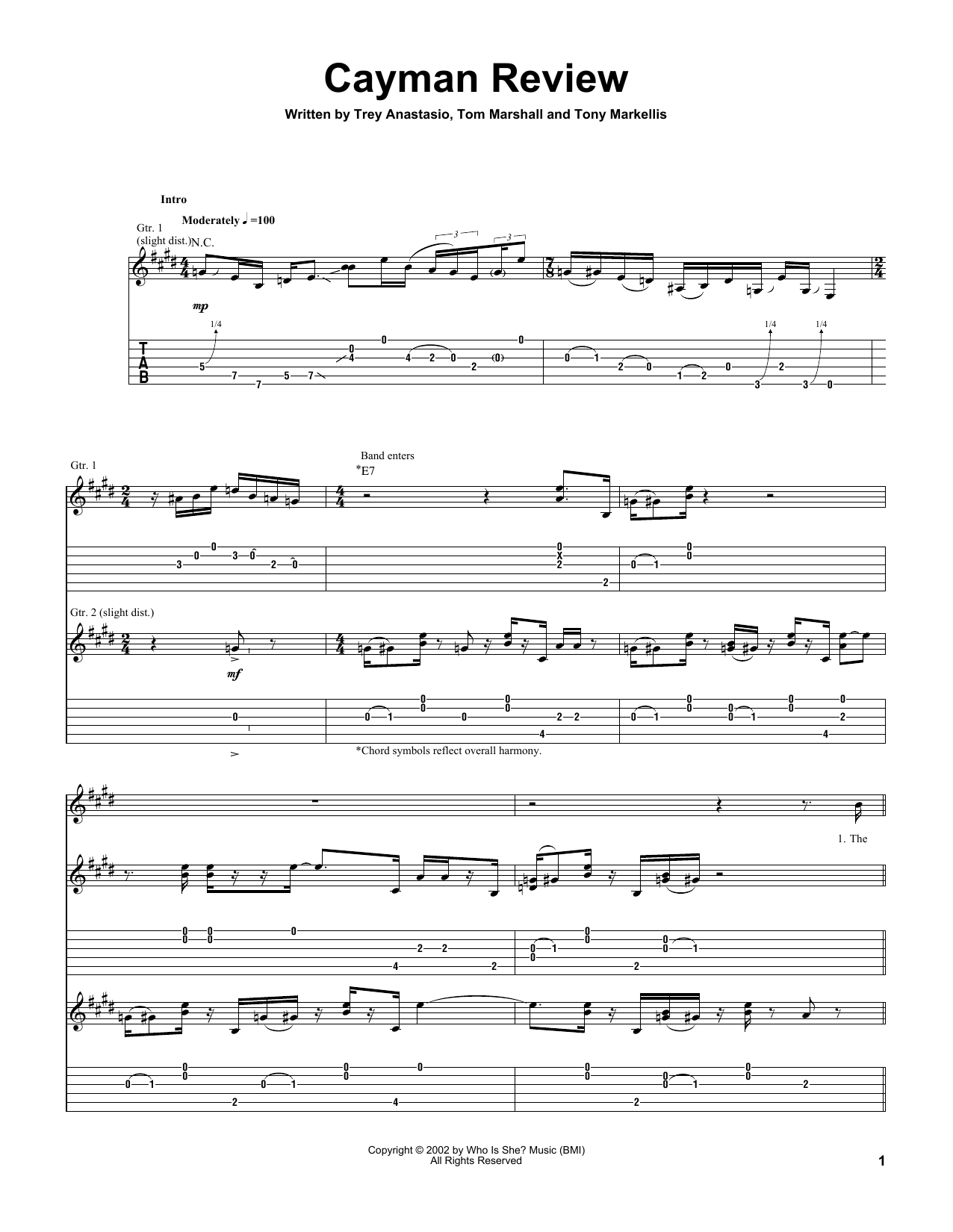 Download Trey Anastasio Cayman Review Sheet Music and learn how to play Guitar Tab PDF digital score in minutes