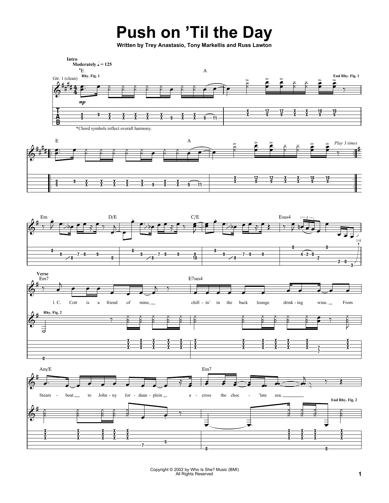 Download Trey Anastasio Push On 'Til The Day Sheet Music and learn how to play Guitar Tab PDF digital score in minutes