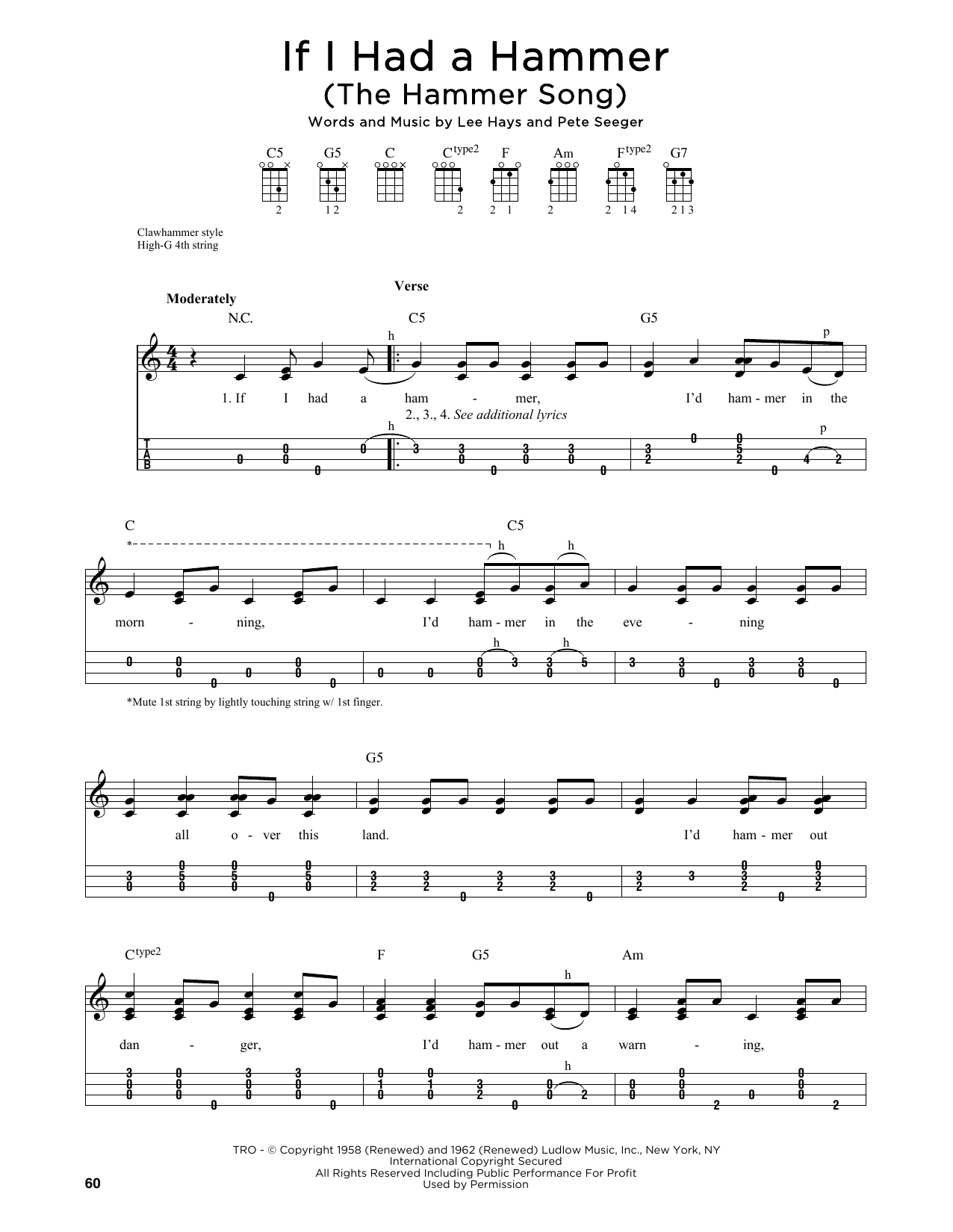 Download Trini Lopez If I Had A Hammer (The Hammer Song) (arr. Jim Schustedt) Sheet Music and learn how to play Ukulele PDF digital score in minutes