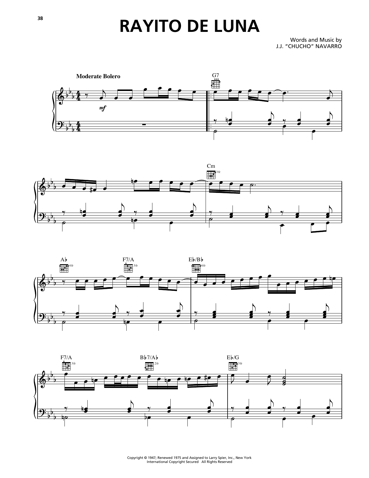 Download Trio Los Panchos Raytito De Luna Sheet Music and learn how to play Piano, Vocal & Guitar Chords (Right-Hand Melody) PDF digital score in minutes