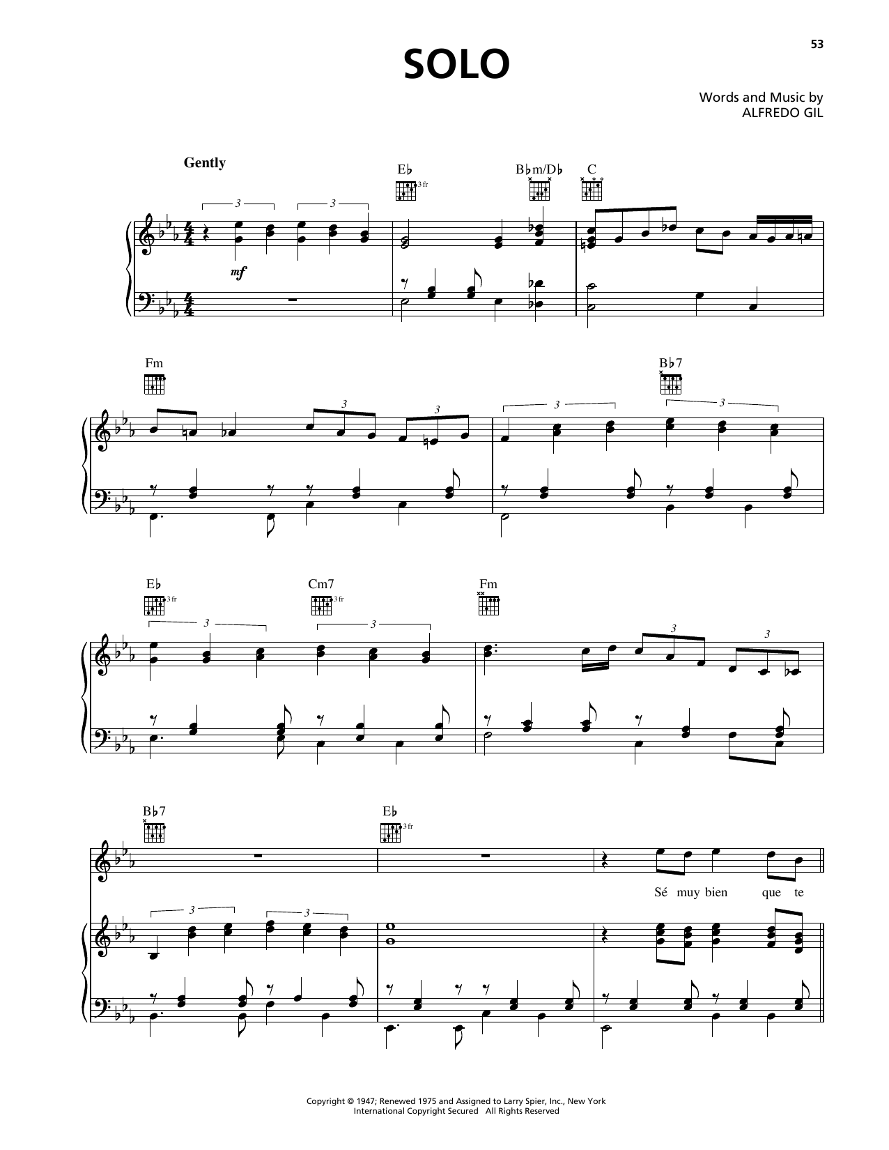 Download Trio Los Panchos Solo Sheet Music and learn how to play Piano, Vocal & Guitar Chords (Right-Hand Melody) PDF digital score in minutes