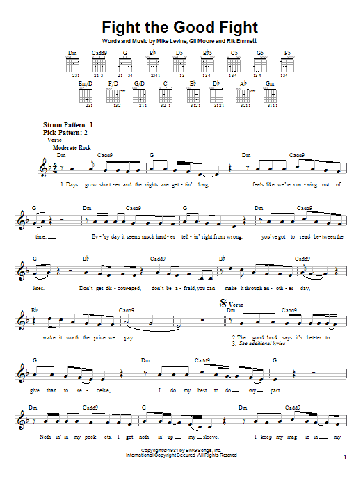 Download Triumph Fight The Good Fight Sheet Music and learn how to play Easy Guitar PDF digital score in minutes