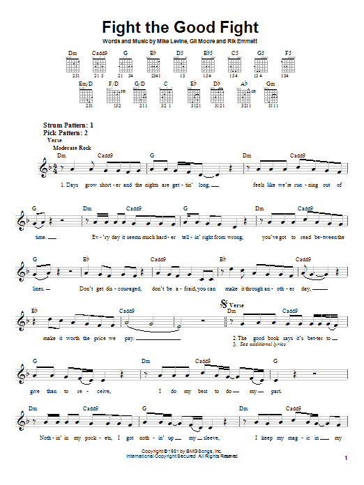 Download Triumph Fight The Good Fight Sheet Music and learn how to play Guitar Tab PDF digital score in minutes