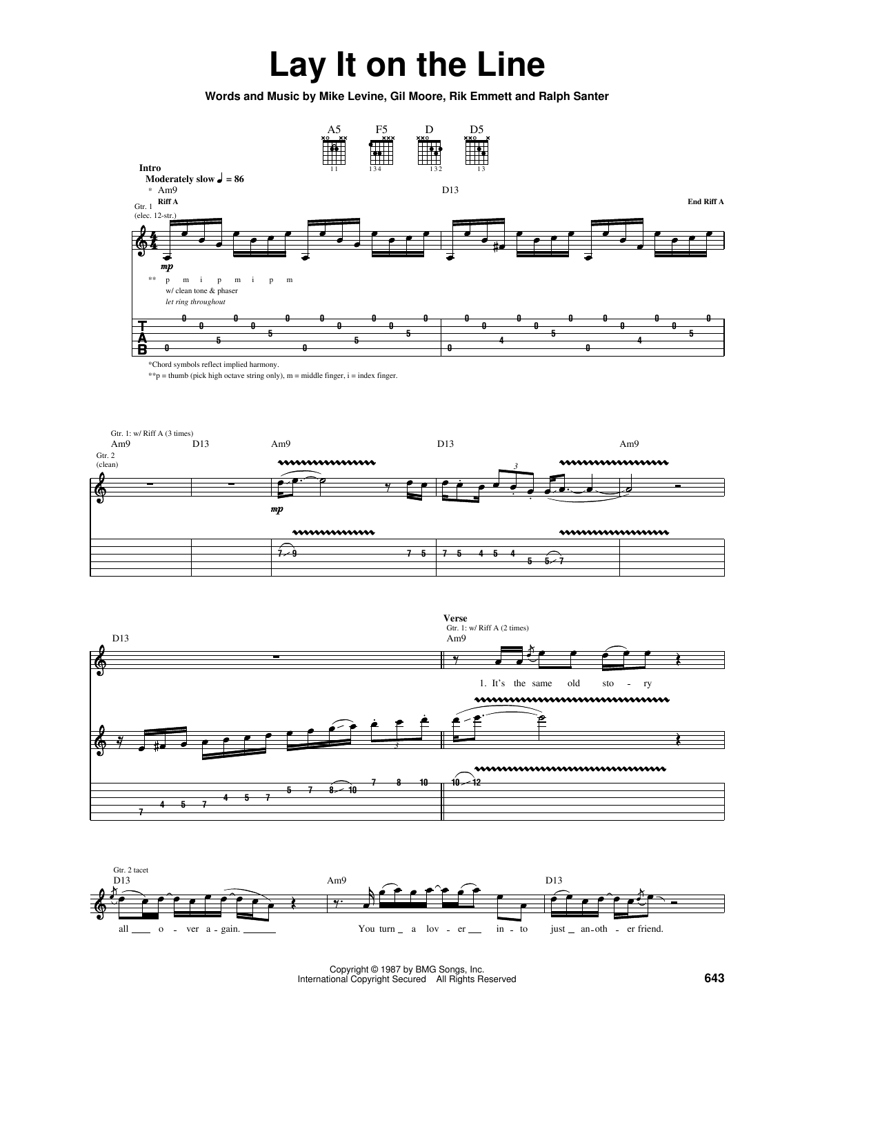 Download Triumph Lay It On The Line Sheet Music and learn how to play Guitar Tab PDF digital score in minutes