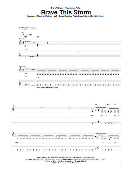 Download Trivium Brave This Storm Sheet Music and learn how to play Guitar Tab PDF digital score in minutes