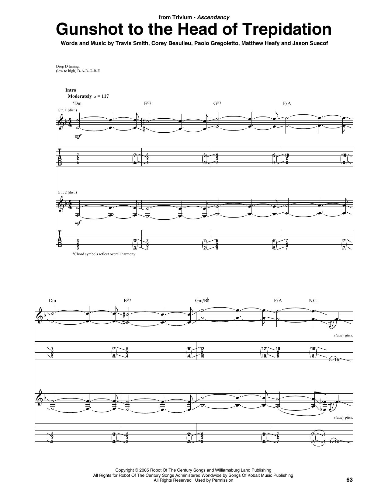Download Trivium Gunshot To The Head Of Trepidation Sheet Music and learn how to play Guitar Tab PDF digital score in minutes
