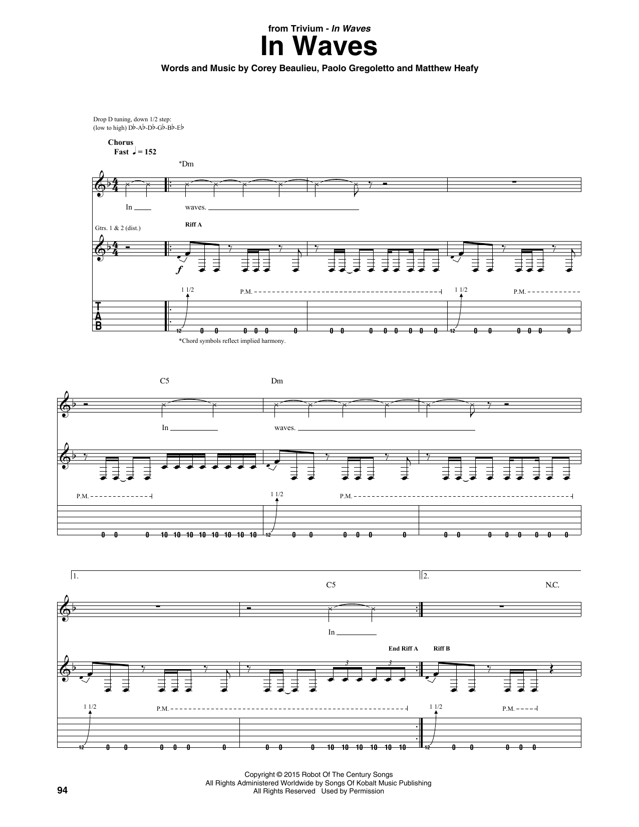 Download Trivium In Waves Sheet Music and learn how to play Guitar Tab PDF digital score in minutes