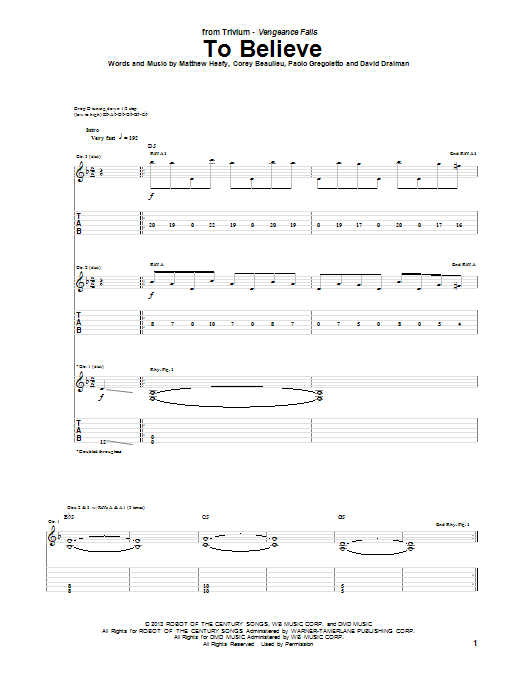 Download Trivium To Believe Sheet Music and learn how to play Guitar Tab PDF digital score in minutes