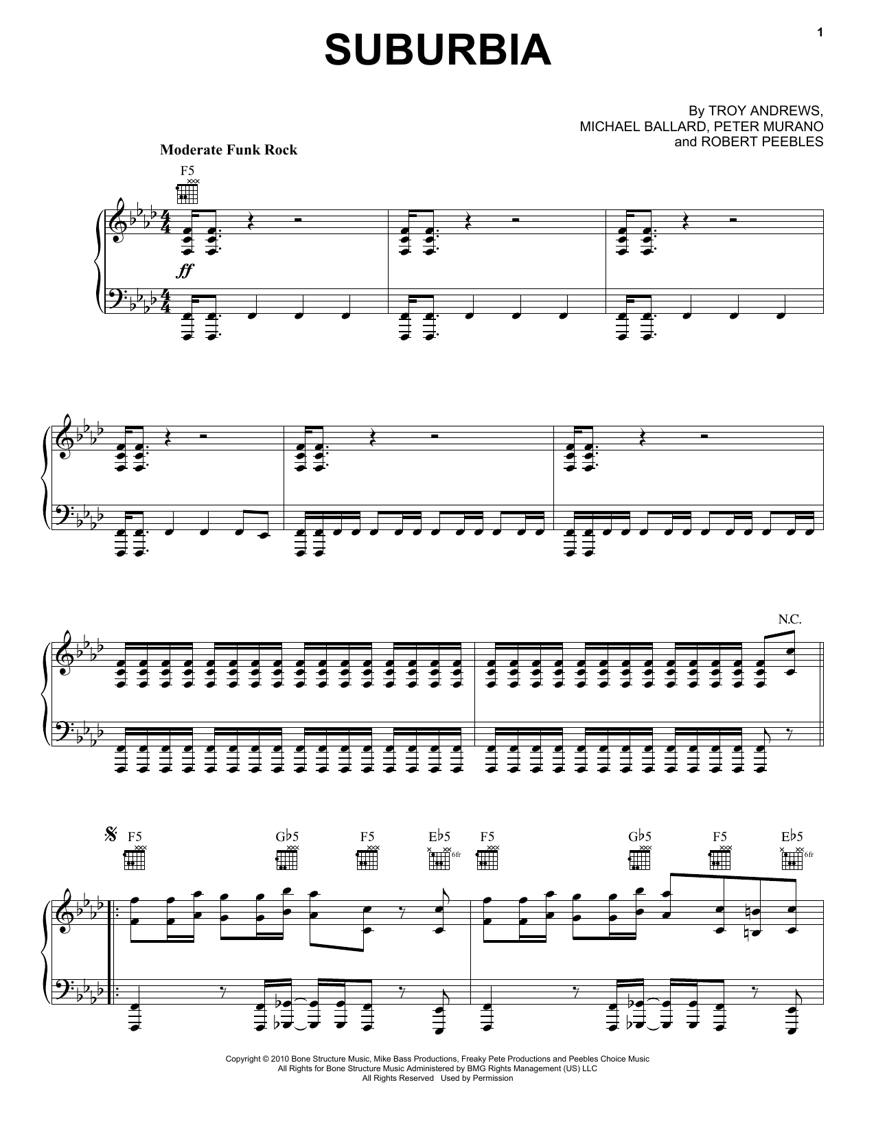 Download Trombone Shorty Suburbia Sheet Music and learn how to play Piano, Vocal & Guitar (Right-Hand Melody) PDF digital score in minutes