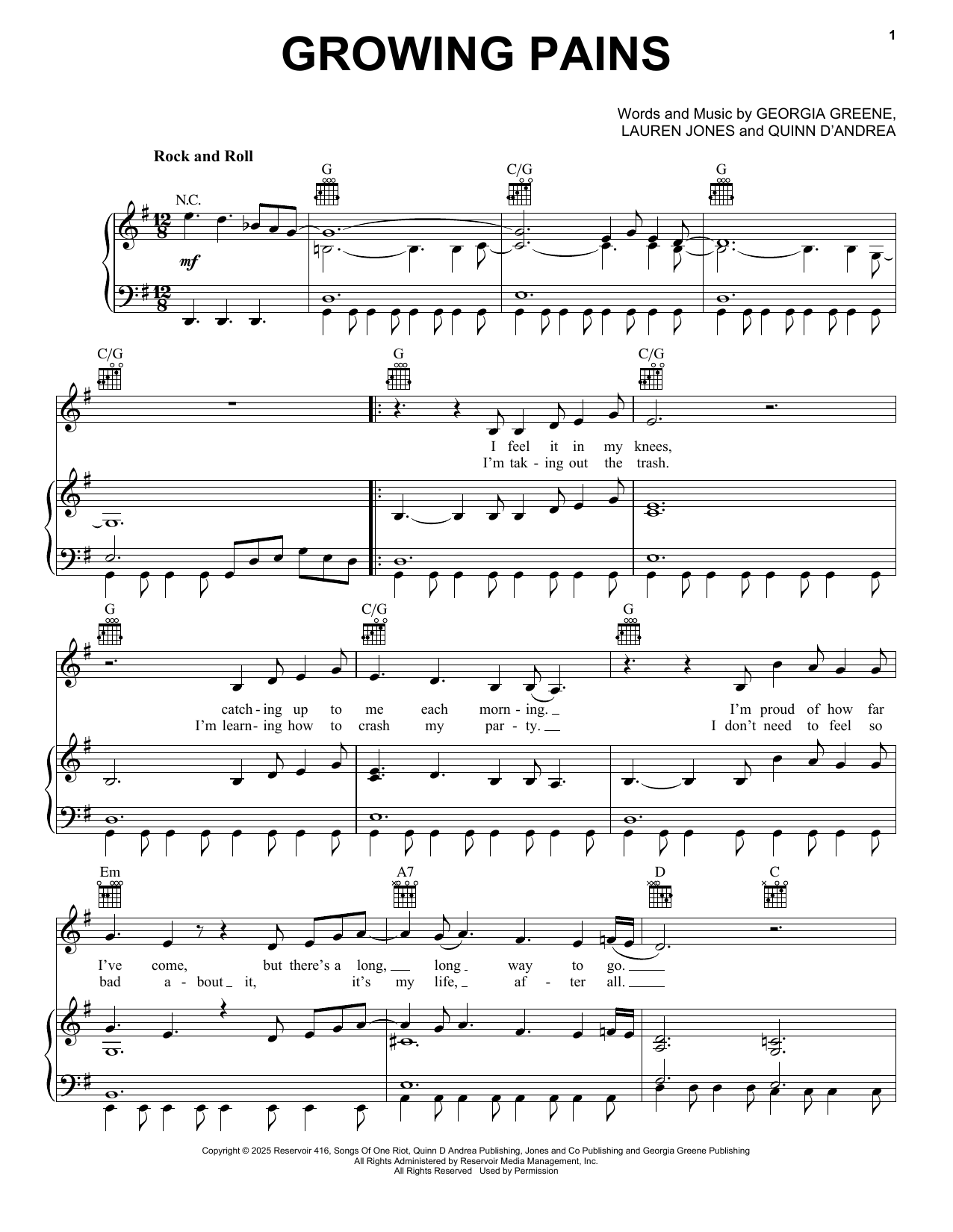 Download Trousdale Growing Pains Sheet Music and learn how to play Piano, Vocal & Guitar Chords (Right-Hand Melody) PDF digital score in minutes