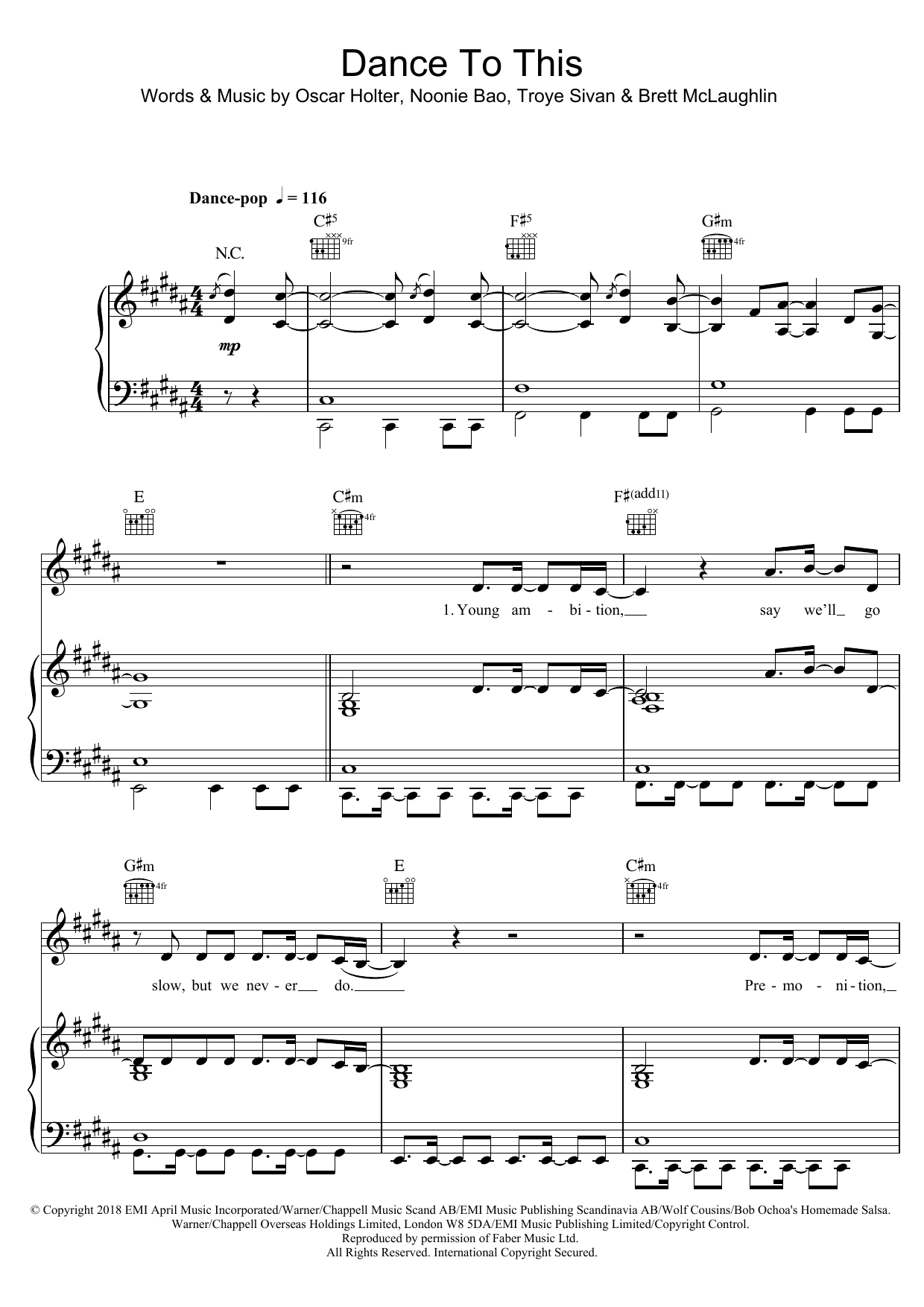 Download Troye Sivan Dance To This (featuring Ariana Grande) Sheet Music and learn how to play Piano, Vocal & Guitar PDF digital score in minutes