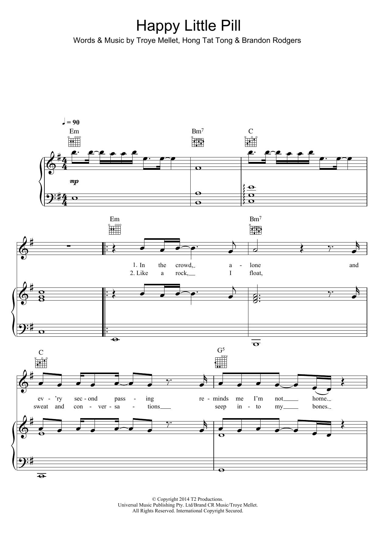 Download Troye Sivan Happy Little Pill Sheet Music and learn how to play Melody Line, Lyrics & Chords PDF digital score in minutes