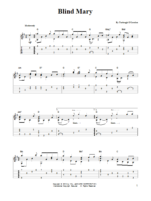Download Mark Phillips Blind Mary Sheet Music and learn how to play Easy Guitar Tab PDF digital score in minutes