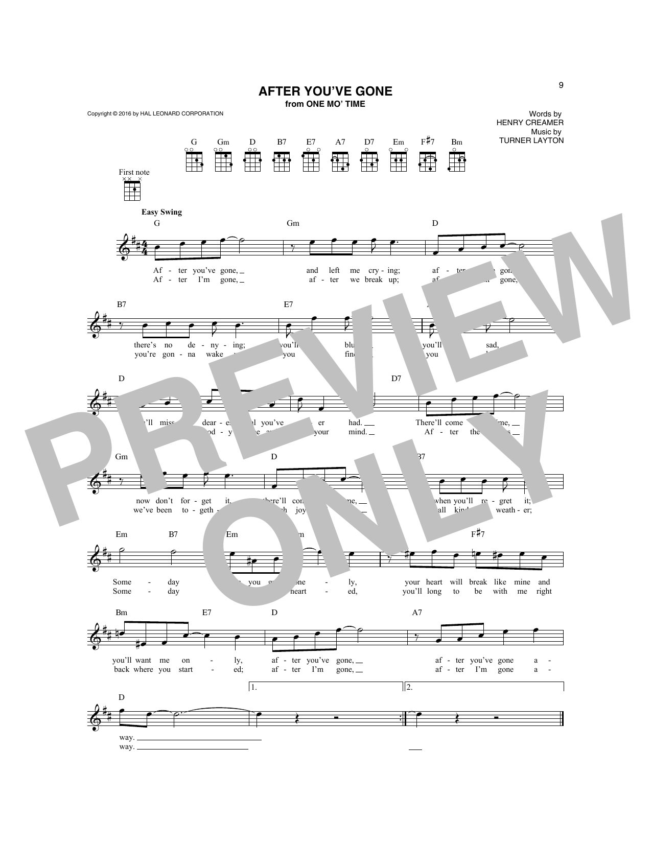 Download Turner Layton After You've Gone Sheet Music and learn how to play Mandolin PDF digital score in minutes