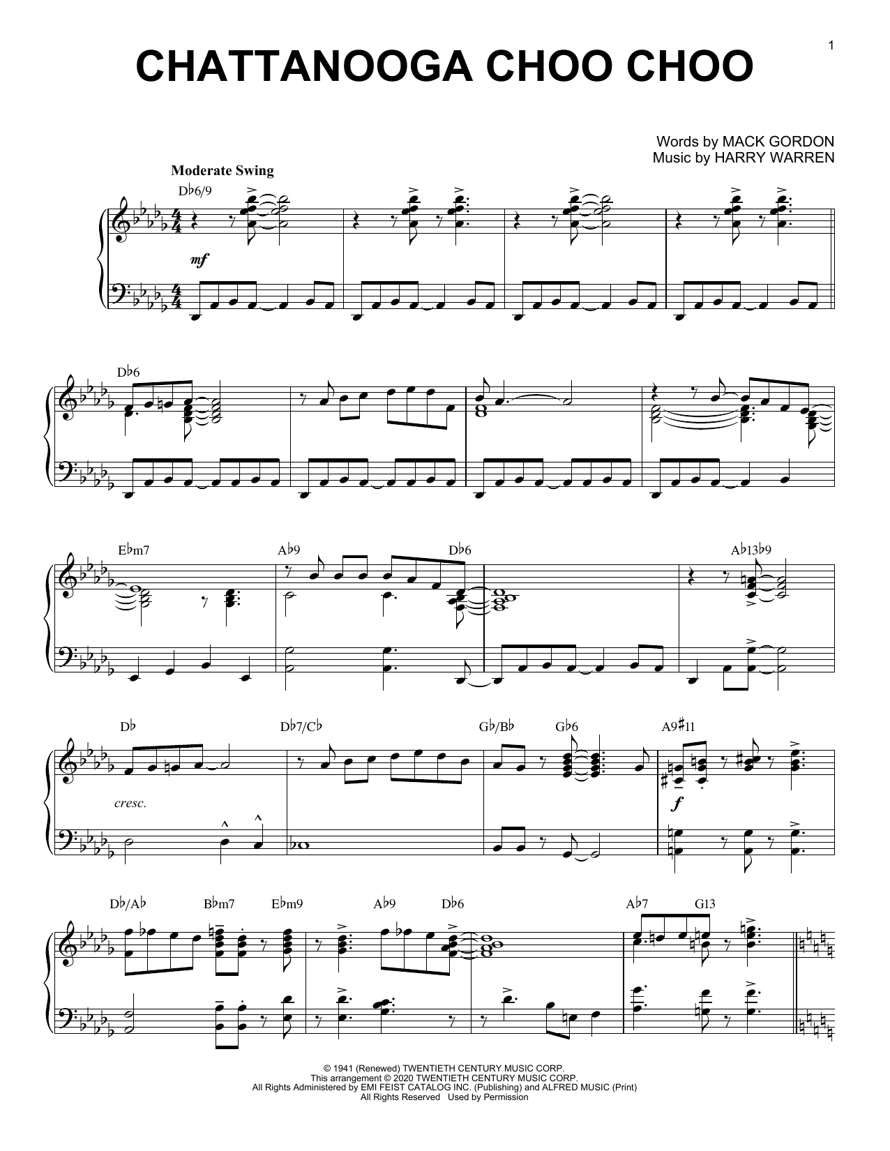 Download Tuxedo Junction Chattanooga Choo Choo [Jazz version] (arr. Brent Edstrom) Sheet Music and learn how to play Piano Solo PDF digital score in minutes