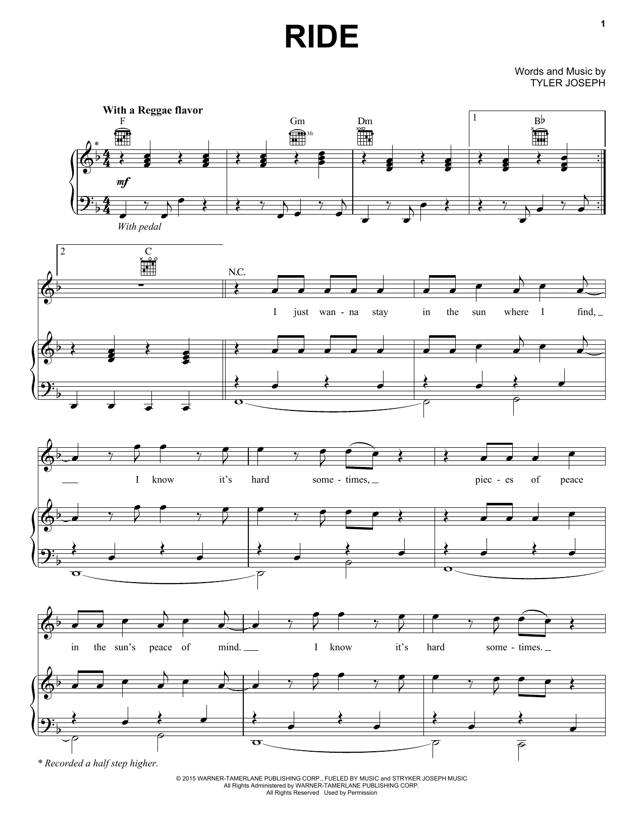 Download Twenty One Pilots Sheet Music and learn how to play Piano, Vocal & Guitar (Right-Hand Melody) PDF score in minutes