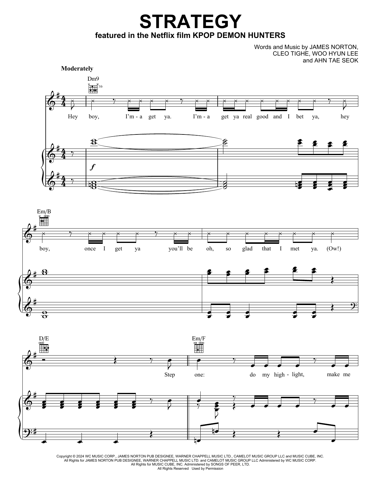 Download Twice Strategy (from KPop Demon Hunters) Sheet Music and learn how to play Piano, Vocal & Guitar Chords (Right-Hand Melody) PDF digital score in minutes