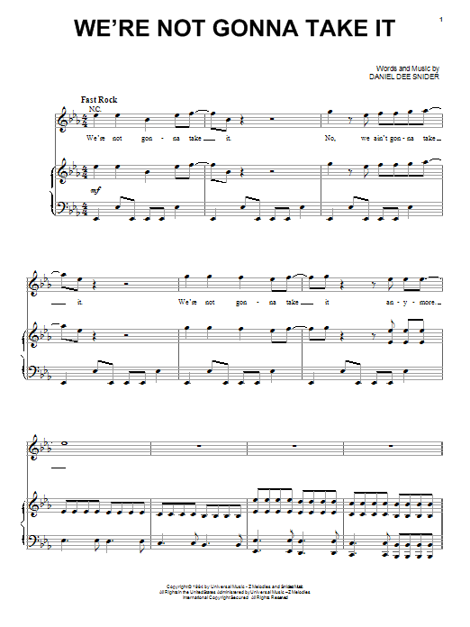 Download Twisted Sister We're Not Gonna Take It Sheet Music and learn how to play Trumpet PDF digital score in minutes