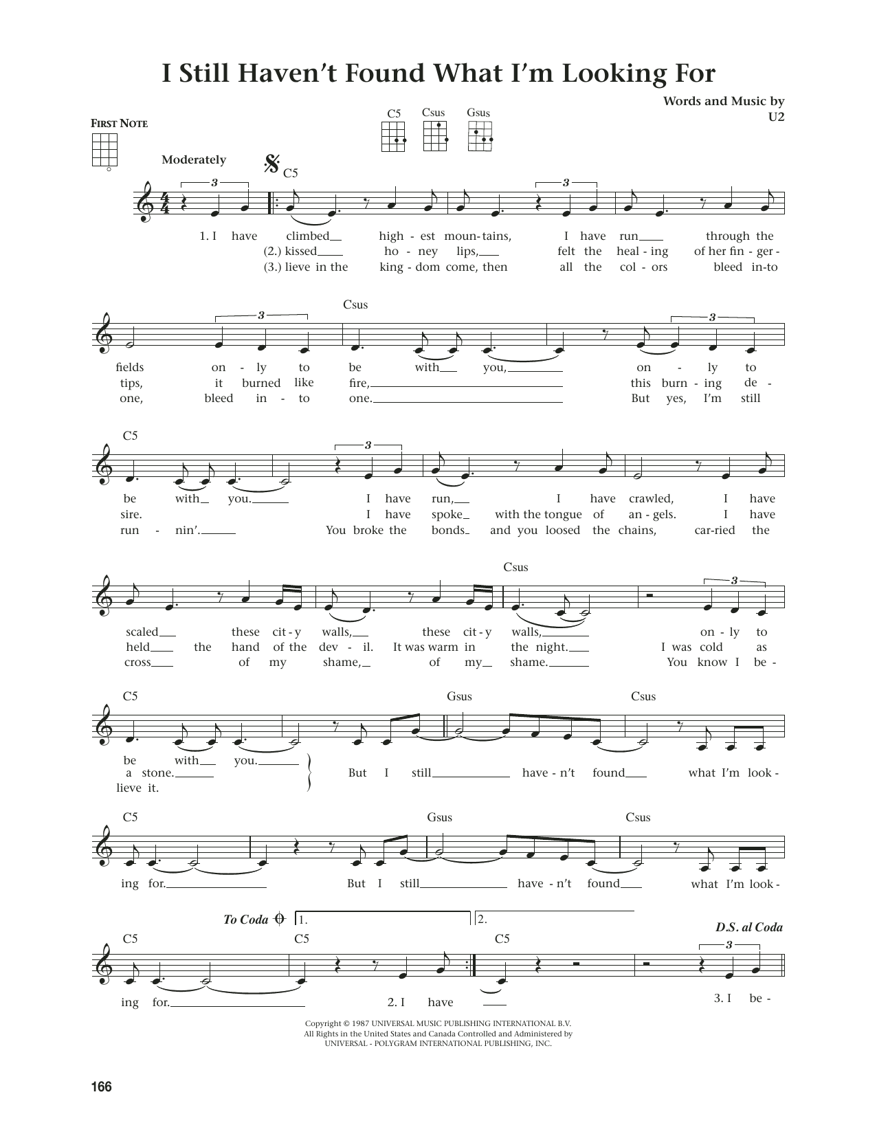 Download U2 I Still Haven't Found What I'm Looking For (from The Daily Ukulele) (arr. Jim Be Sheet Music and learn how to play Ukulele PDF digital score in minutes