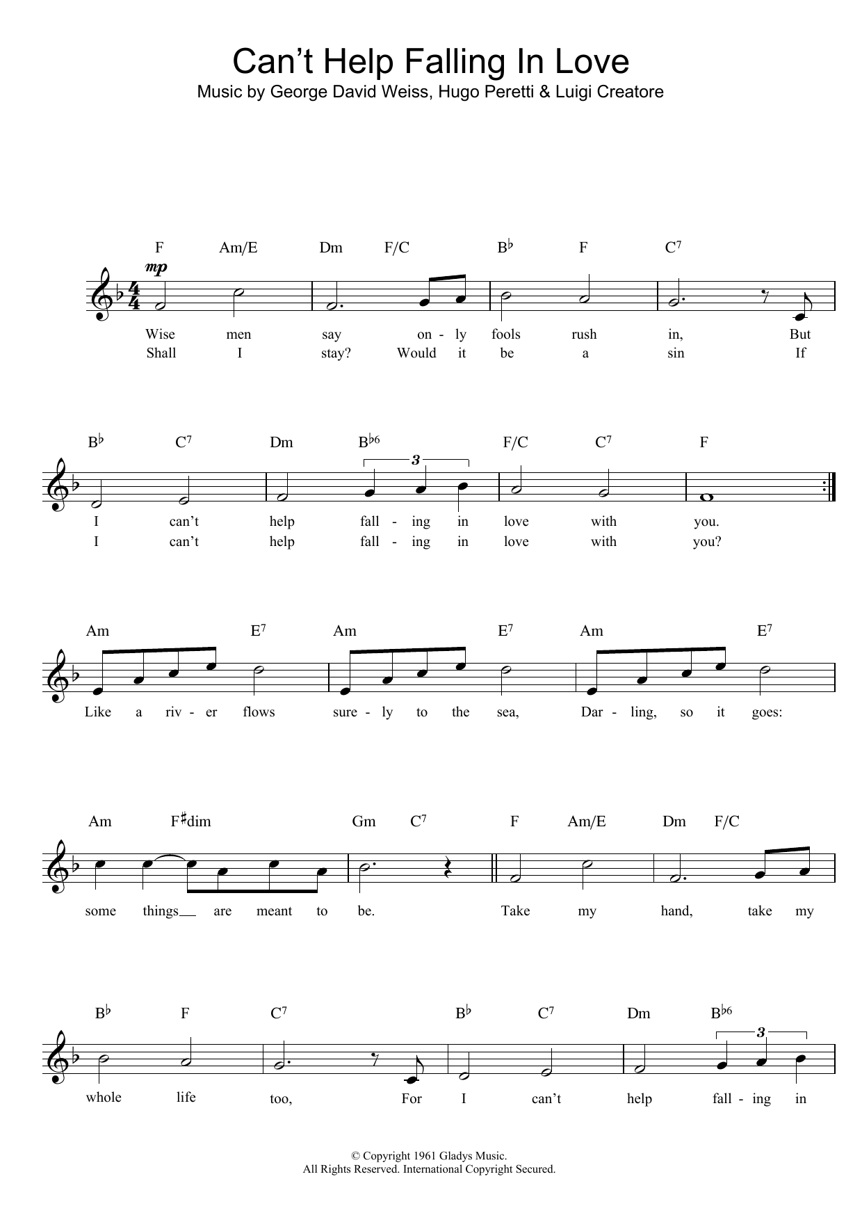 Download UB40 Can't Help Falling In Love Sheet Music and learn how to play Ukulele PDF digital score in minutes