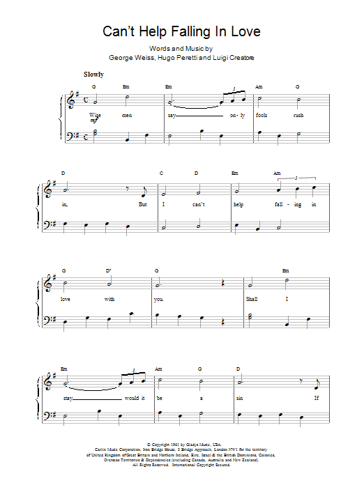Download UB40 Can't Help Falling In Love Sheet Music and learn how to play Piano, Vocal & Guitar PDF digital score in minutes