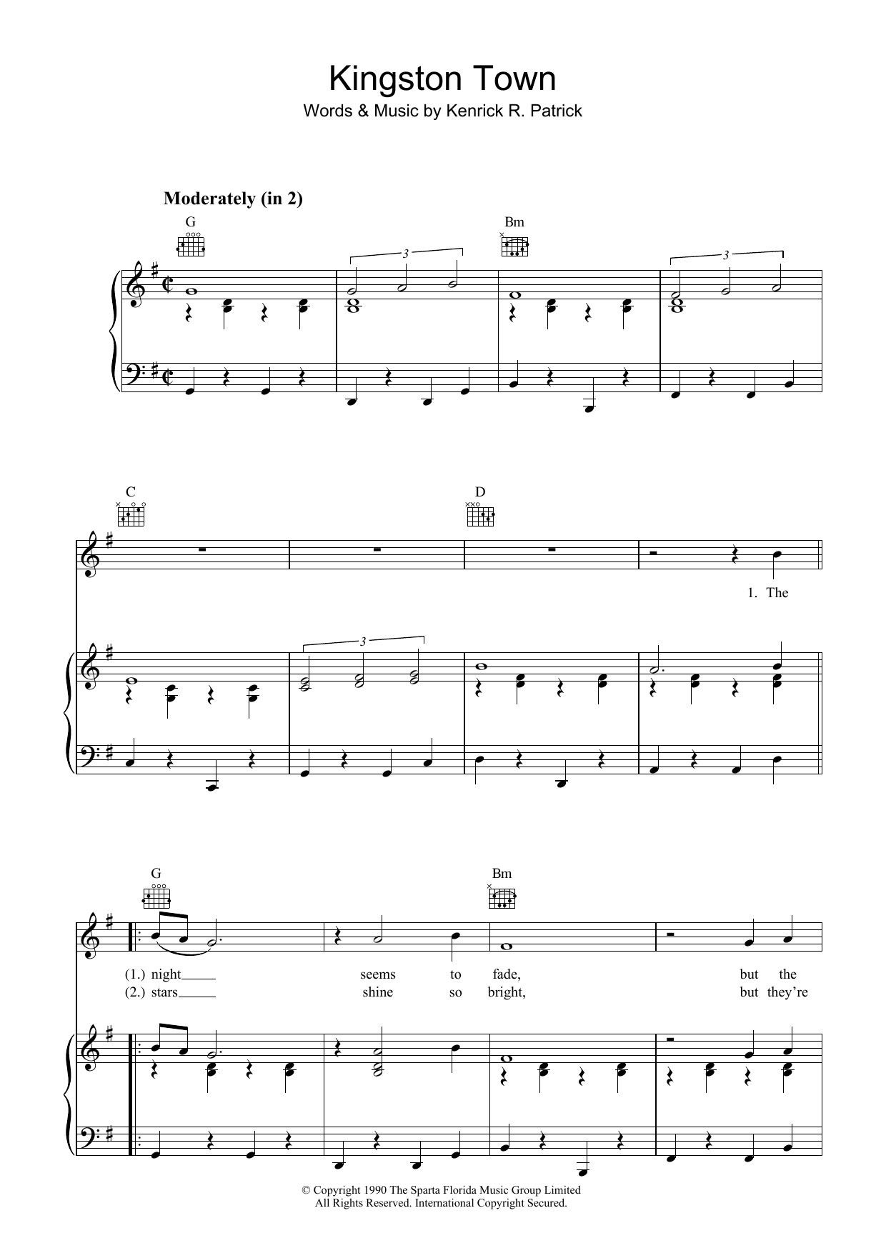 Download UB40 Kingston Town Sheet Music and learn how to play Piano, Vocal & Guitar (Right-Hand Melody) PDF digital score in minutes