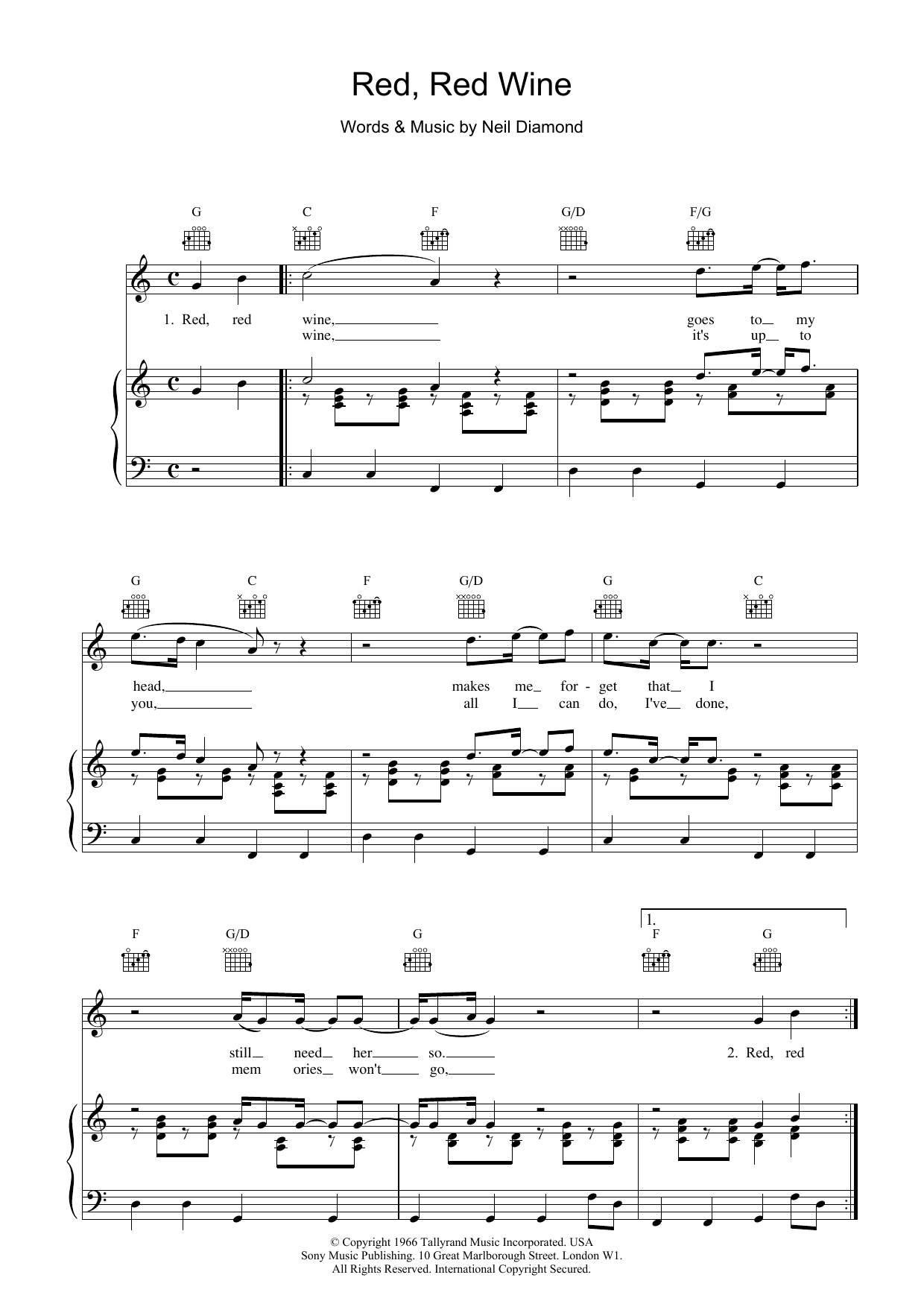 Download UB40 Red, Red Wine Sheet Music and learn how to play Keyboard PDF digital score in minutes