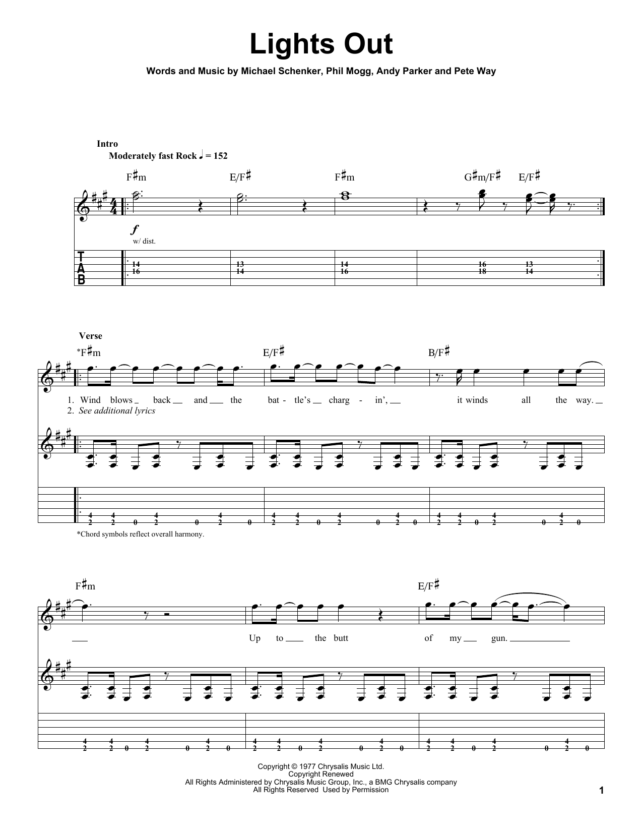 Download UFO Lights Out Sheet Music and learn how to play Guitar Tab PDF digital score in minutes