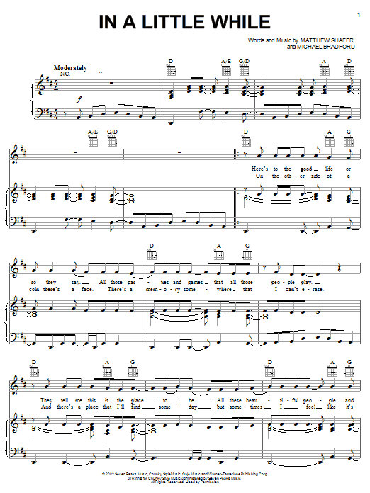Download Uncle Kracker In A Little While Sheet Music and learn how to play Guitar Tab PDF digital score in minutes