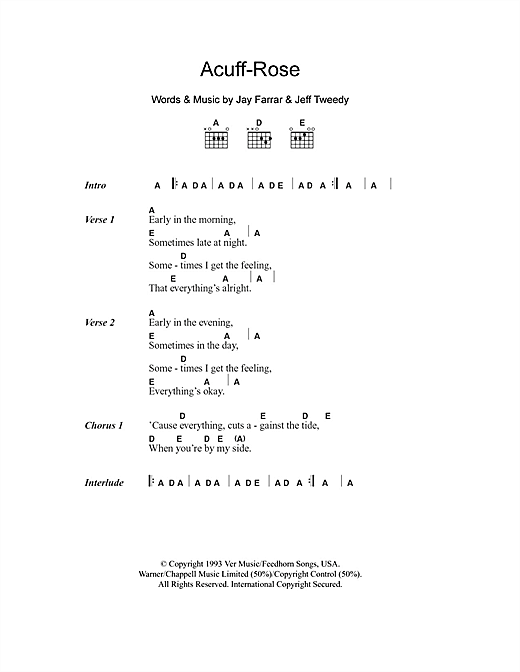 Download Uncle Tupelo Acuff-Rose Sheet Music and learn how to play Lyrics & Chords PDF digital score in minutes