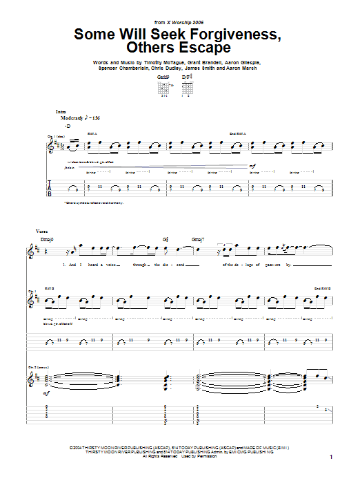 Download Underoath Some Will Seek Forgiveness, Others Escape Sheet Music and learn how to play Guitar Tab PDF digital score in minutes