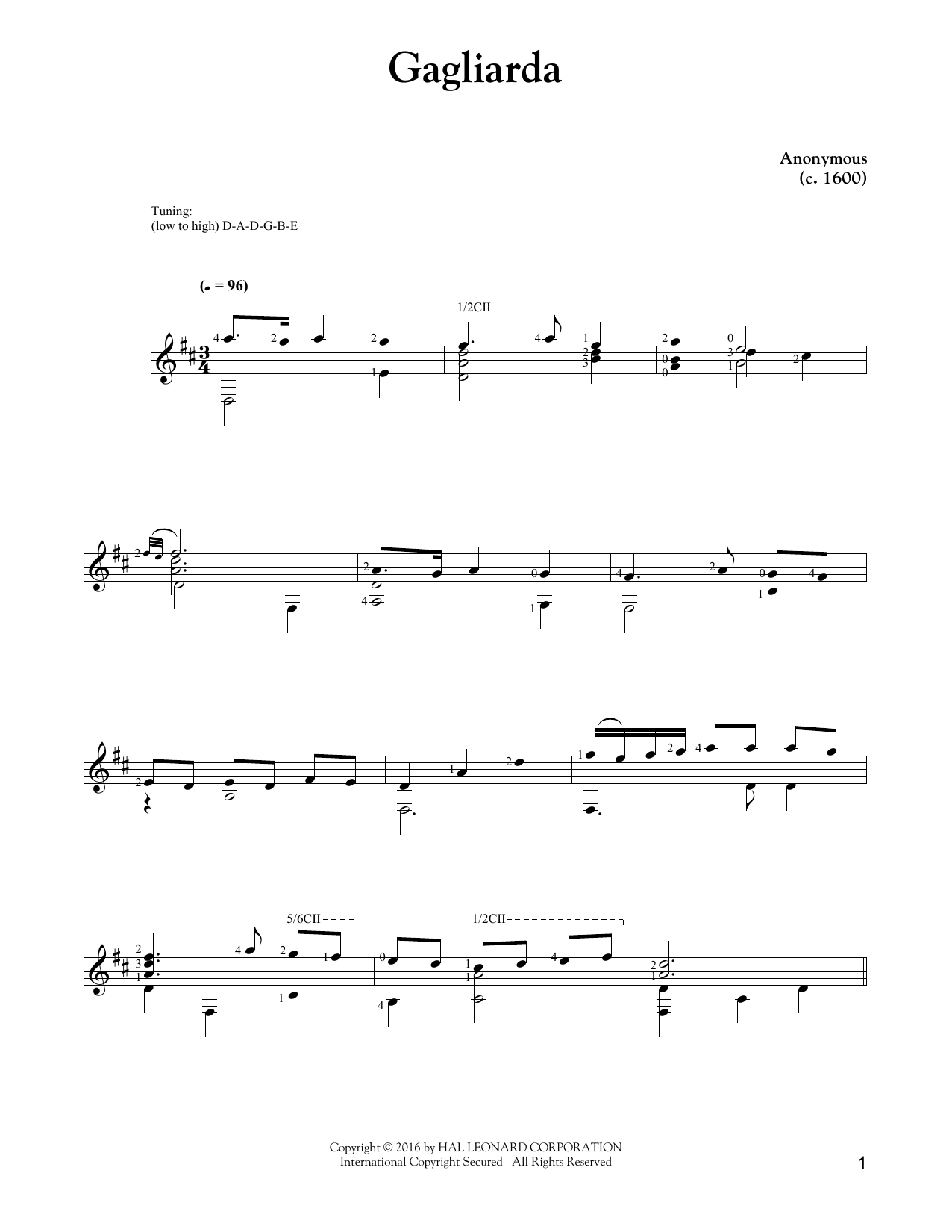 Download Unknown Gagliarda Sheet Music and learn how to play Guitar Tab PDF digital score in minutes