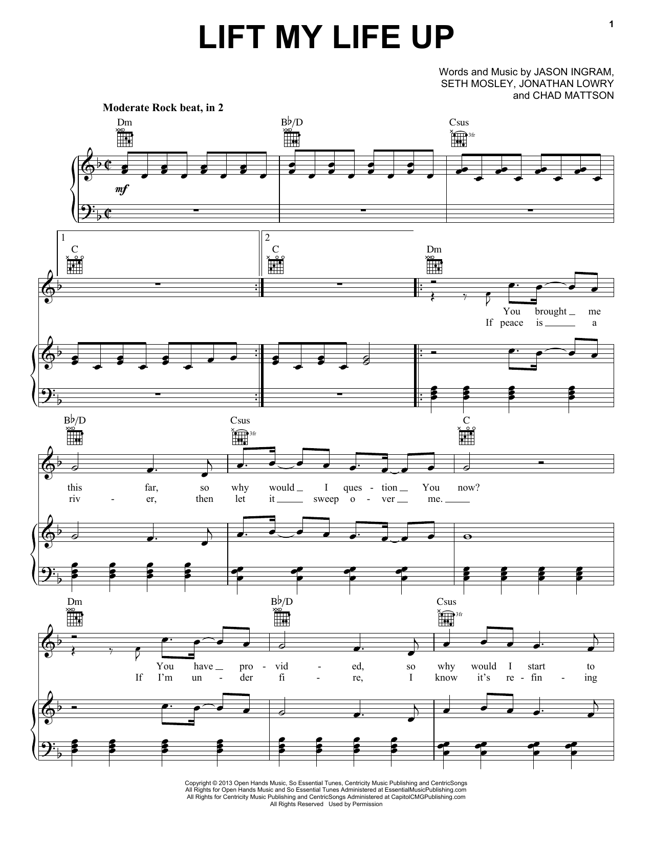 Download Unspoken Lift My Life Up Sheet Music and learn how to play Piano, Vocal & Guitar Chords (Right-Hand Melody) PDF digital score in minutes
