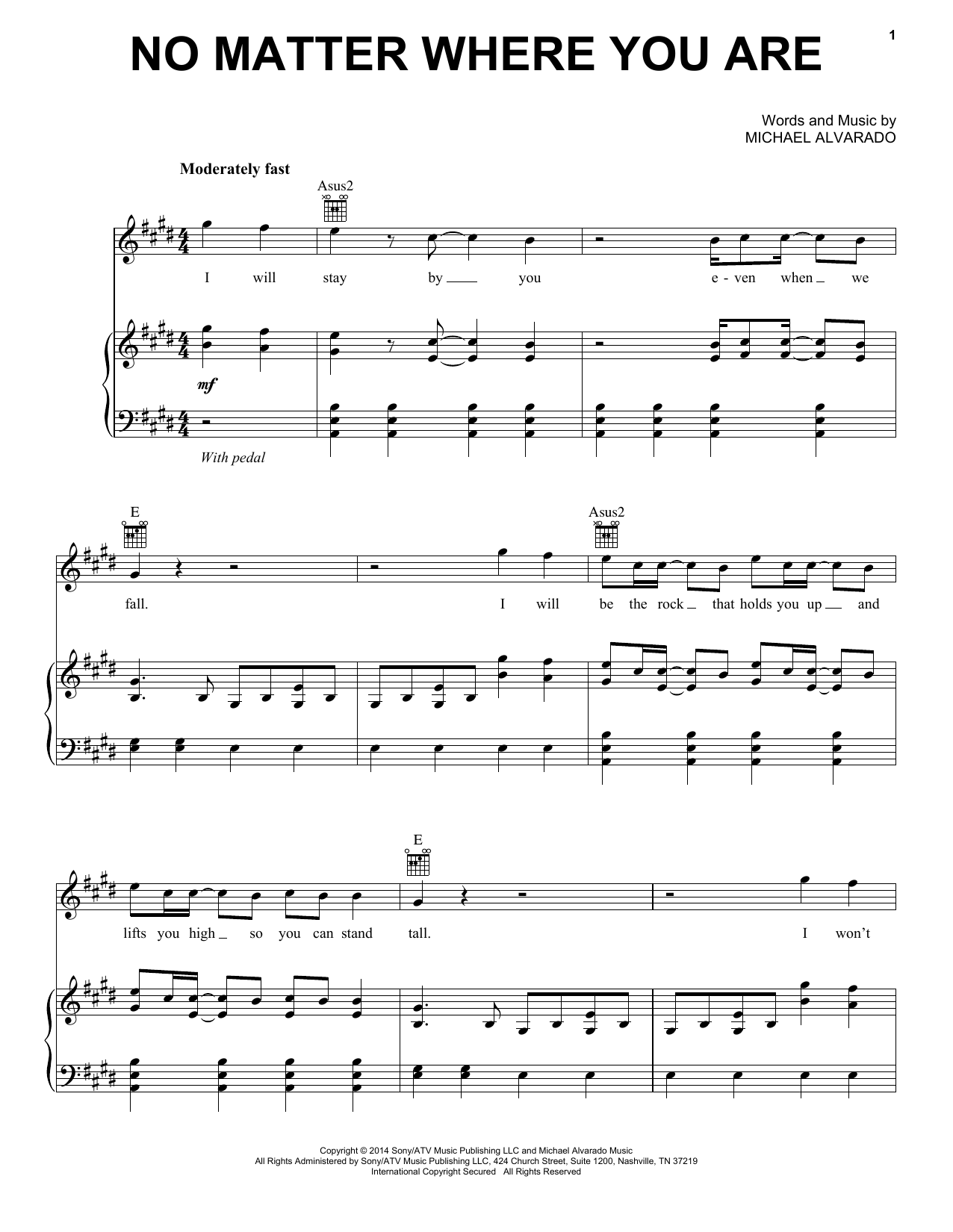 Download Us The Duo No Matter Where You Are Sheet Music and learn how to play Piano, Vocal & Guitar (Right-Hand Melody) PDF digital score in minutes