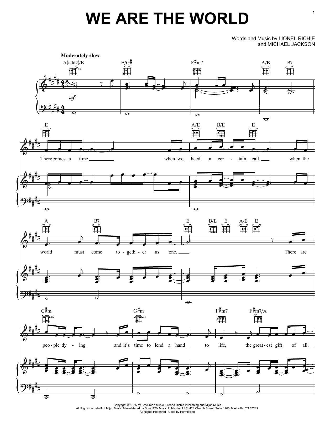 Download USA For Africa We Are The World Sheet Music and learn how to play Baritone Ukulele PDF digital score in minutes