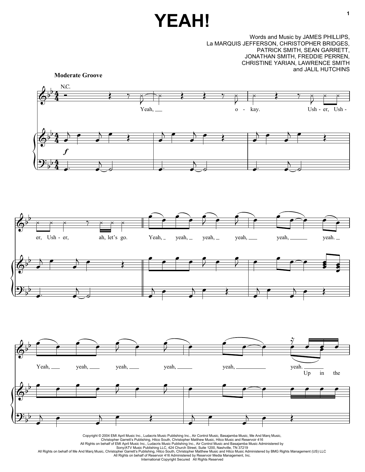 Download Usher featuring Lil Jon & Ludacris Yeah! Sheet Music and learn how to play Trombone PDF digital score in minutes