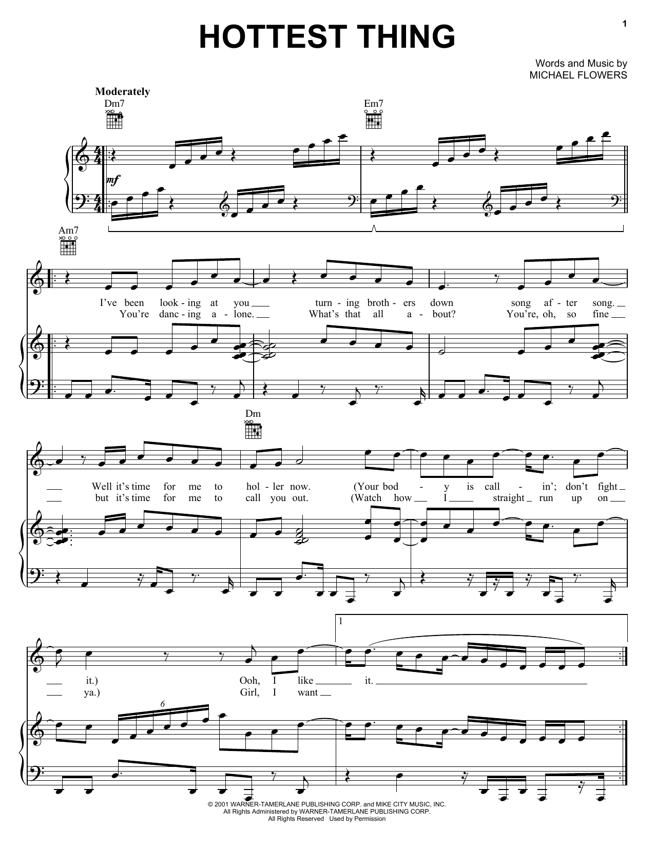 Download Usher Hottest Thing Sheet Music and learn how to play Piano, Vocal & Guitar (Right-Hand Melody) PDF digital score in minutes
