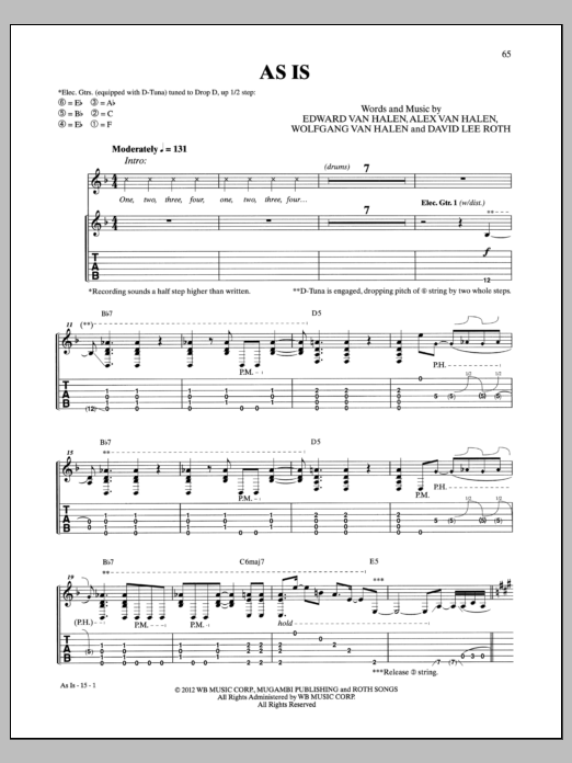 Download Van Halen As Is Sheet Music and learn how to play Guitar Tab PDF digital score in minutes