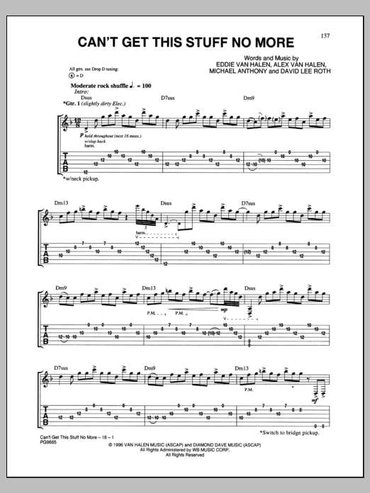 Download Van Halen Can't Get This Stuff No More Sheet Music and learn how to play Guitar Tab PDF digital score in minutes