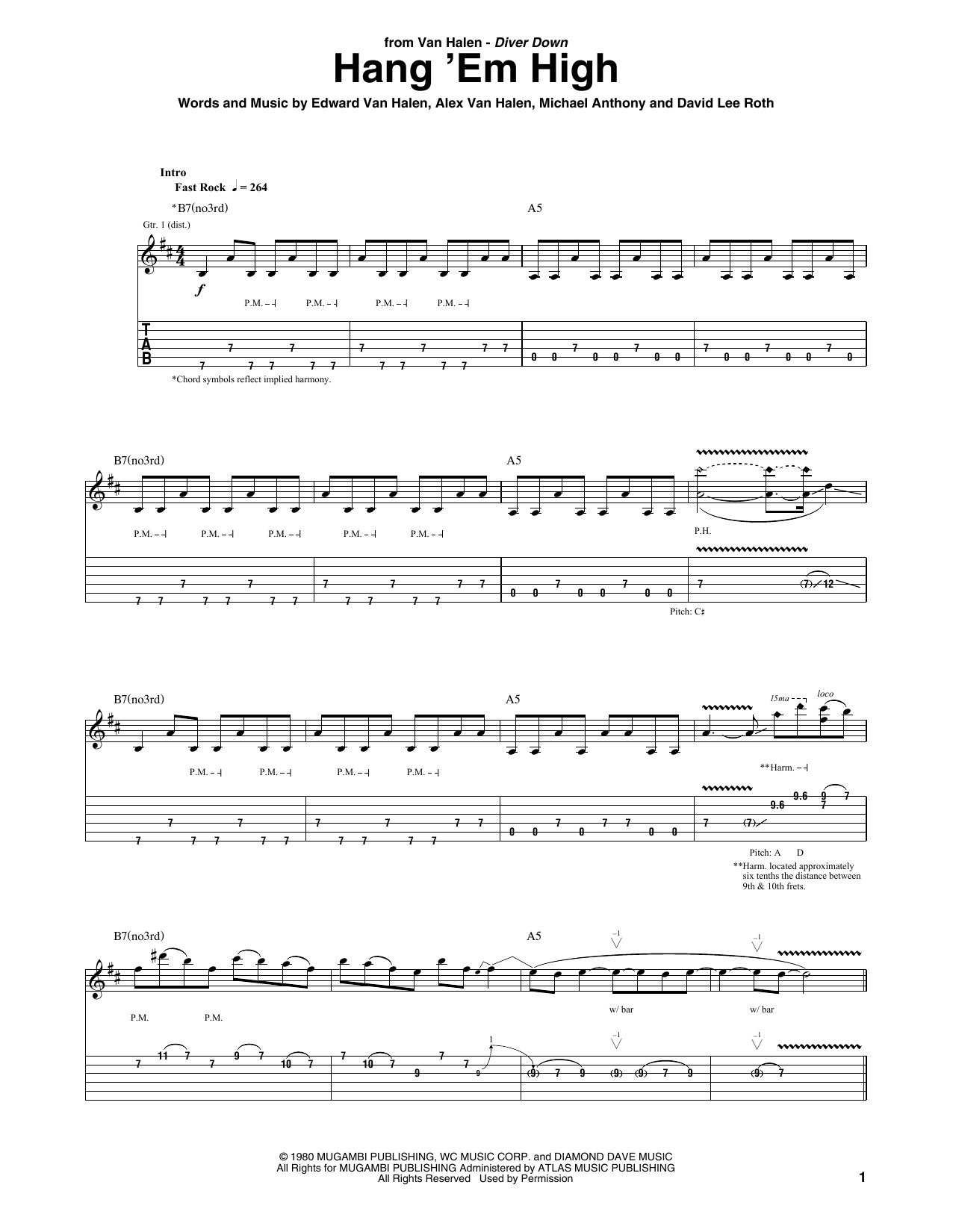 Download Van Halen Hang 'Em High Sheet Music and learn how to play Guitar Tab PDF digital score in minutes