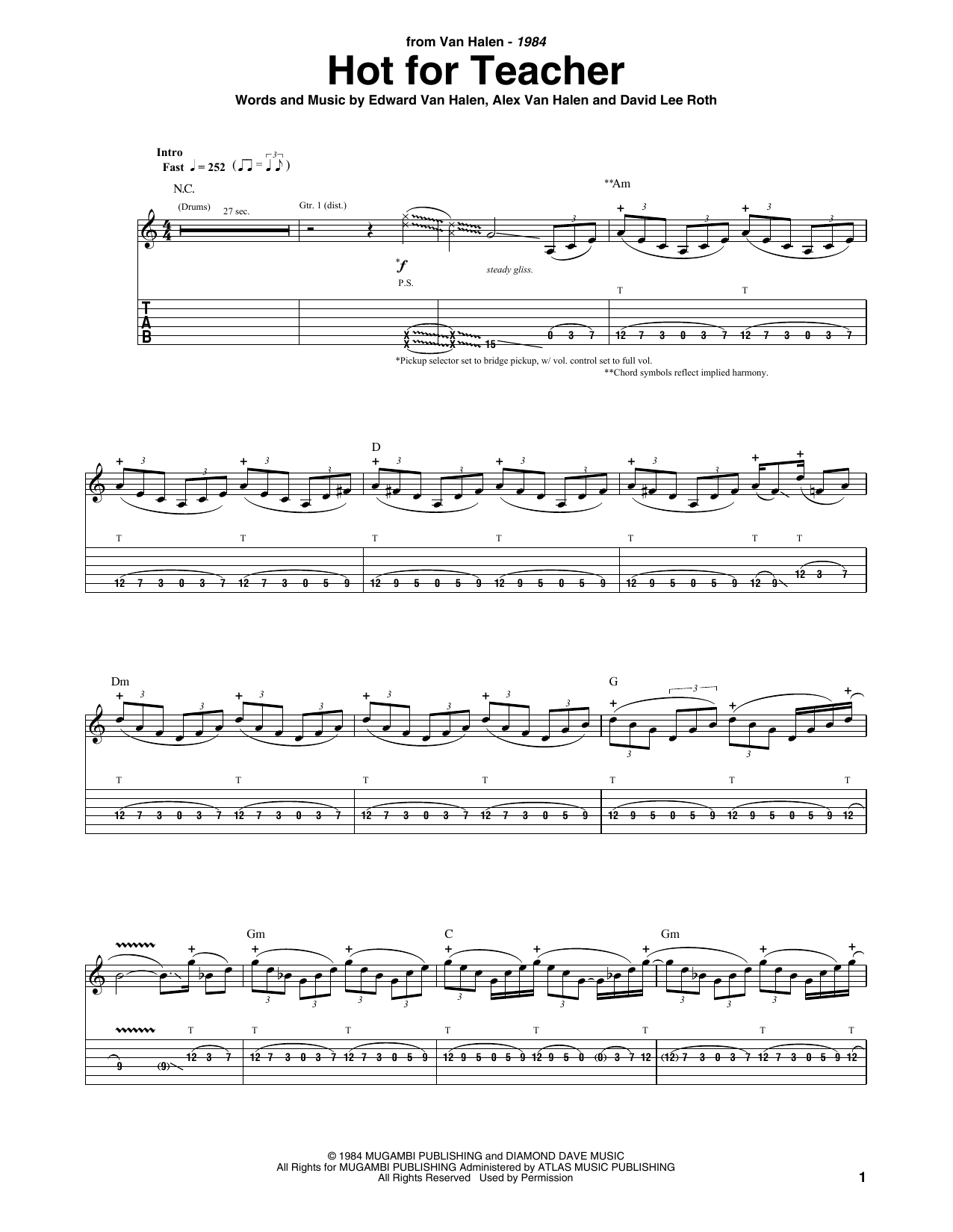 Download Van Halen Hot For Teacher Sheet Music and learn how to play Easy Guitar Tab PDF digital score in minutes