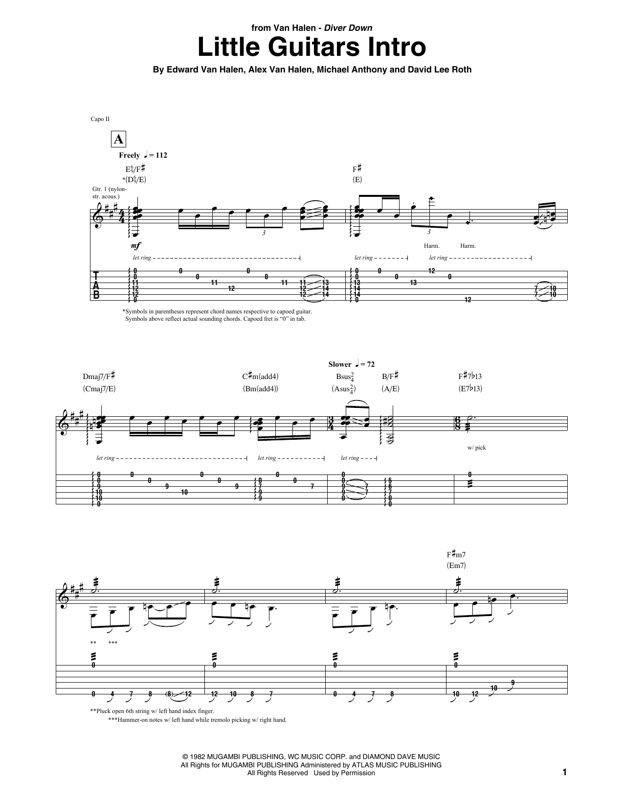 Download Van Halen Little Guitars Intro Sheet Music and learn how to play Guitar Tab PDF digital score in minutes