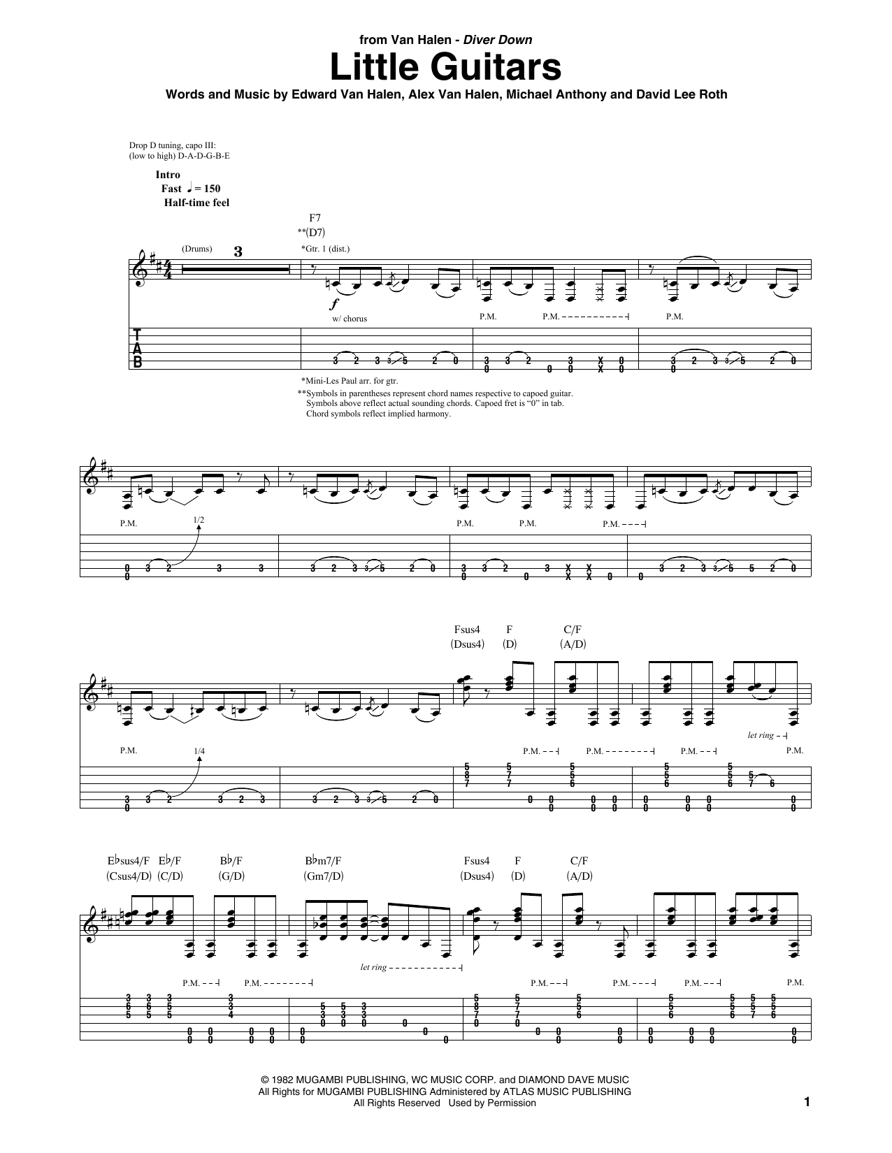 Download Van Halen Little Guitars Sheet Music and learn how to play Guitar Tab PDF digital score in minutes