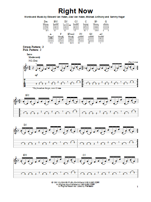 Download Van Halen Right Now Sheet Music and learn how to play Keyboard Transcription PDF digital score in minutes
