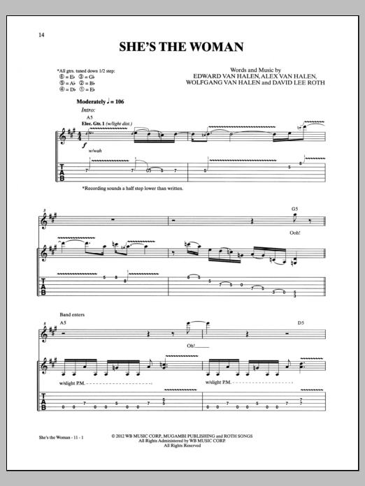 Download Van Halen She's The Woman Sheet Music and learn how to play Guitar Tab PDF digital score in minutes