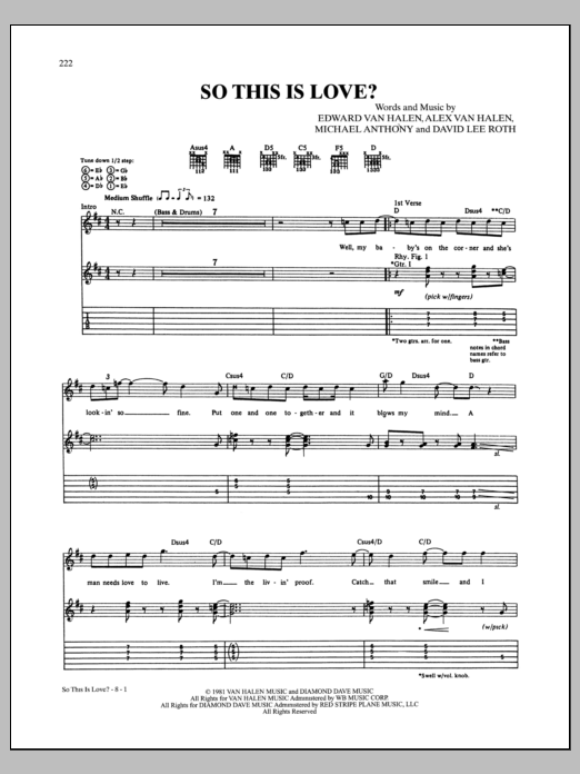Download Van Halen So This Is Love? Sheet Music and learn how to play Guitar Tab PDF digital score in minutes
